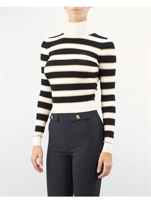 Maglia cropped in viscosa lurex a righe Elisabetta Franchi ELISABETTA FRANCHI | Maglia | MK78Q46E2E84